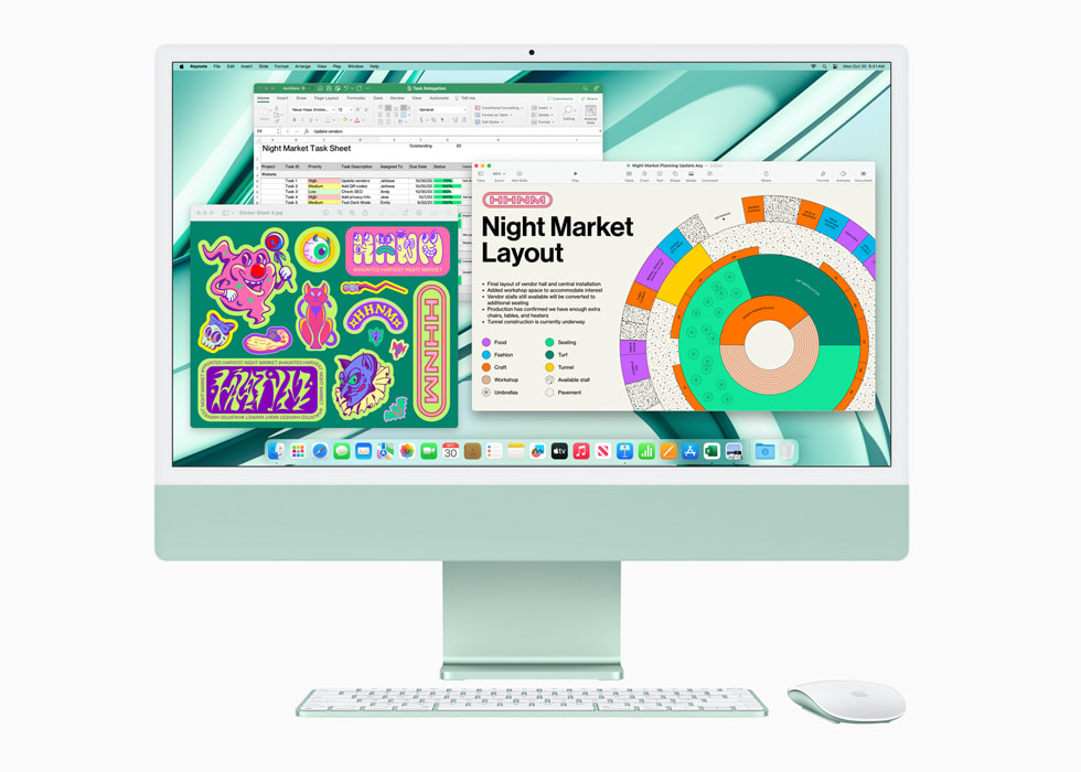 Apple iMac 24" (2023) – M3 • 8 Go • 256 Go • GPU 8 cœurs — Couleurs : Blue / Green / Silver / Pink Neuf