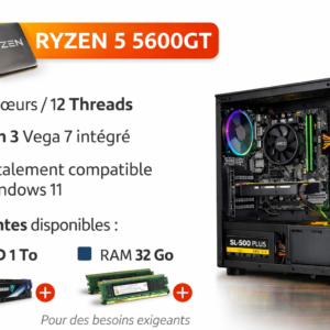 PC Performance Bureau & Multimédia – Ryzen 5 5600GT • 16 Go • SSD 256 Go