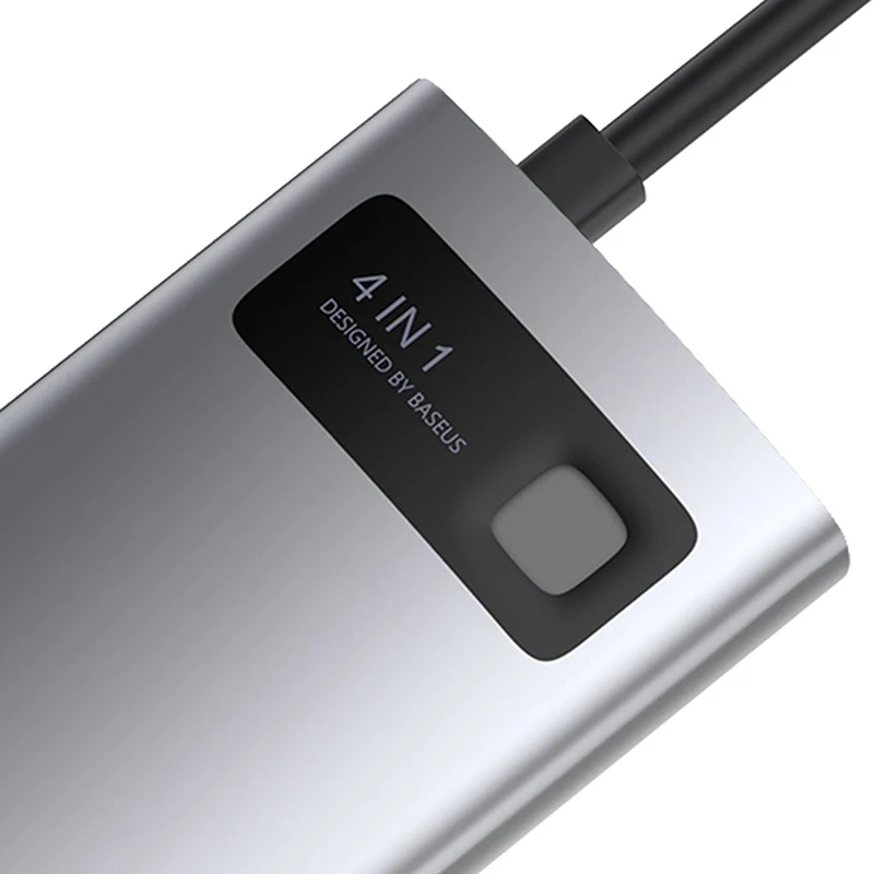 Hub 4en1 Baseus Metal Gleam Series, USB-C vers USB 3.0 + USB 2.0 + HDMI + USB-C PD - Ypsilon Computers