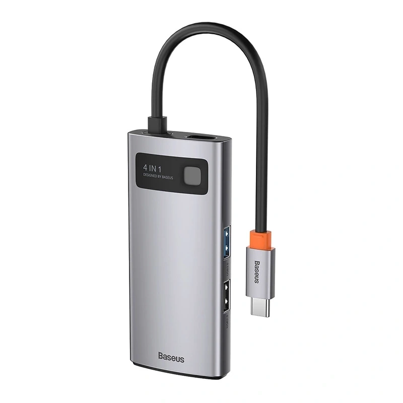 Hub 4en1 Baseus Metal Gleam Series, USB-C vers USB 3.0 + USB 2.0 + HDMI + USB-C PD - Ypsilon Computers