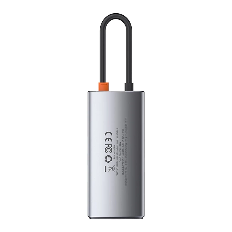 Hub 4en1 Baseus Metal Gleam Series, USB-C vers USB 3.0 + USB 2.0 + HDMI + USB-C PD - Ypsilon Computers