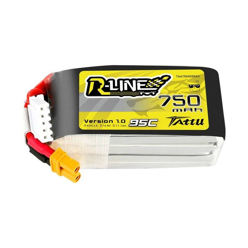 Batterie Tattu R-Line 750mAh 14.8V 95C 4S1P JST-XHR - Ypsilon Computers