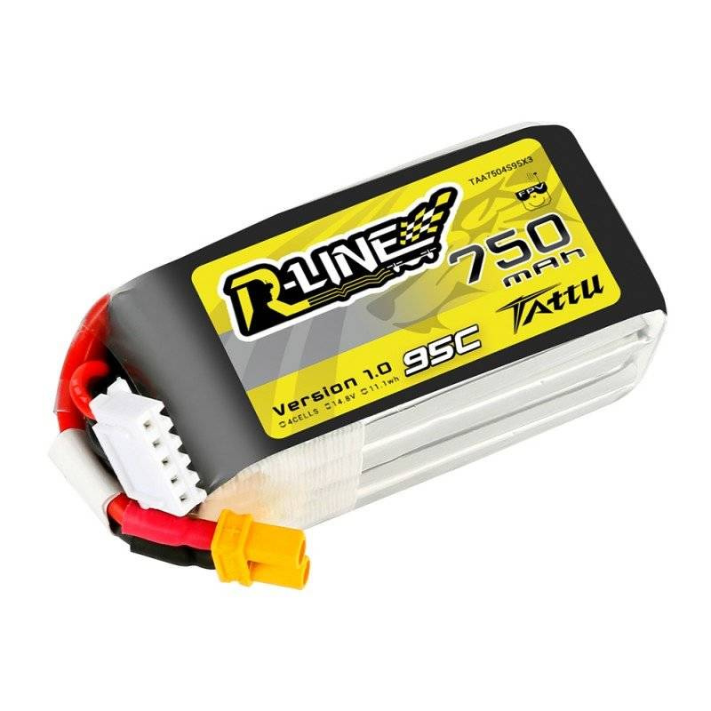 Batterie Tattu R-Line 750mAh 14.8V 95C 4S1P JST-XHR - Ypsilon Computers