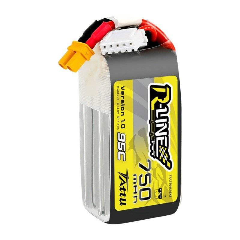 Batterie Tattu R-Line 750mAh 14.8V 95C 4S1P JST-XHR - Ypsilon Computers