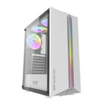 Boîtier d&rsquo;ordinateur Darkflash DK151 LED (blanc) + 3 ventilateurs RGB