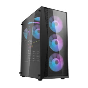 Boîtier d'ordinateur Darkflash DK352 Plus (noir) + 4 ventilateurs RGB
