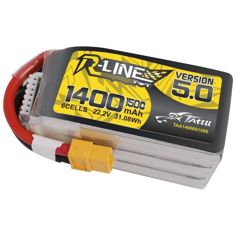 Batterie Tattu R-Line 5.0 1400mAh 22.2V 150C 6S1P XT60 - Ypsilon Computers