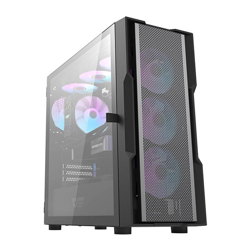 Boîtier d'ordinateur Darkflash DK431 Mesh (noir) + 4 ventilateurs ARGB - Ypsilon Computers