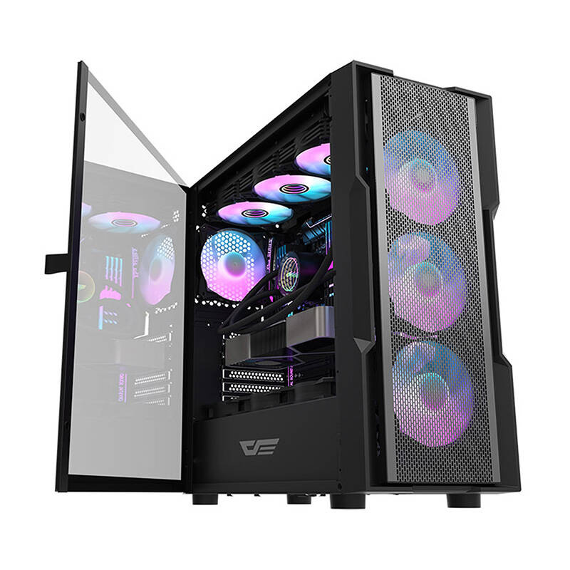 Boîtier d'ordinateur Darkflash DK431 Mesh (noir) + 4 ventilateurs ARGB - Ypsilon Computers