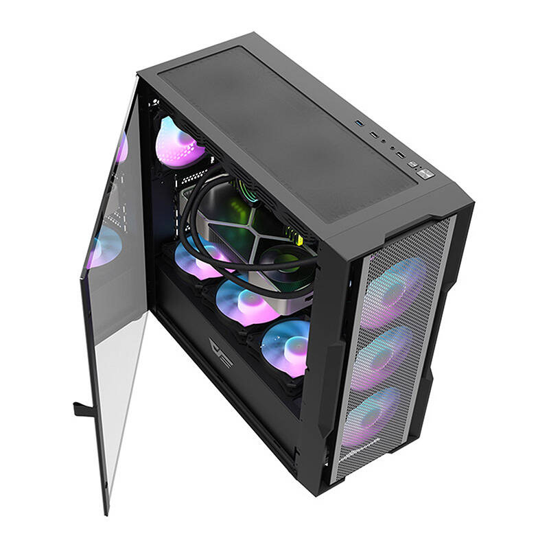 Boîtier d'ordinateur Darkflash DK431 Mesh (noir) + 4 ventilateurs ARGB - Ypsilon Computers