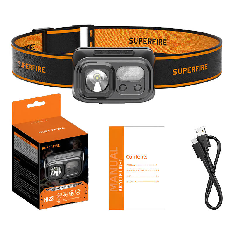 Lampe frontale Superfire HL23, 220 lm, USB-C, batterie externe - Ypsilon Computers