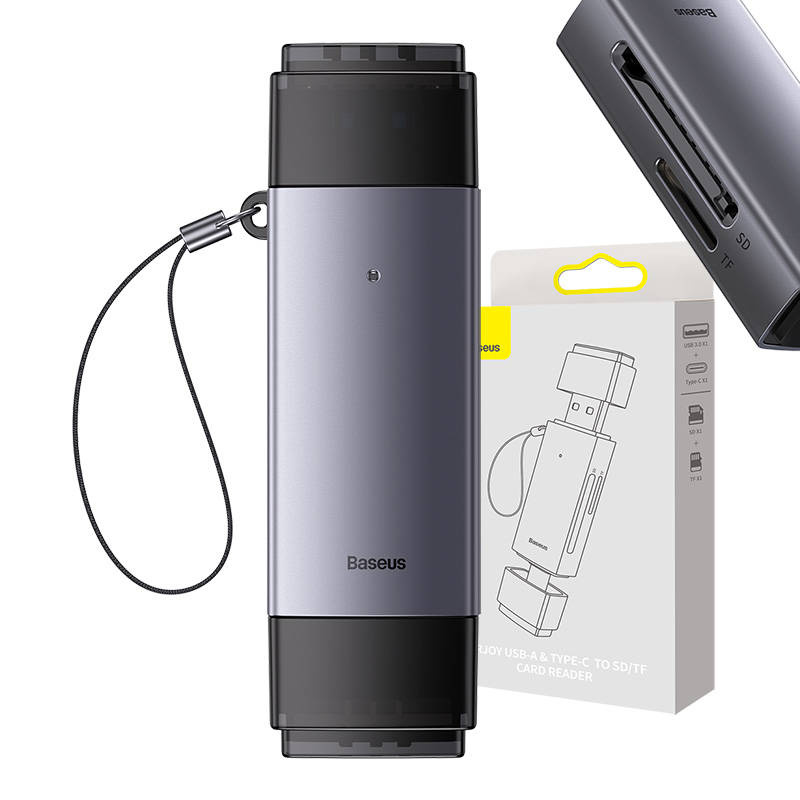 Lecteur de carte mémoire Baseus Lite Series SD/TF, USB + USB-C (gris) - Ypsilon Computers