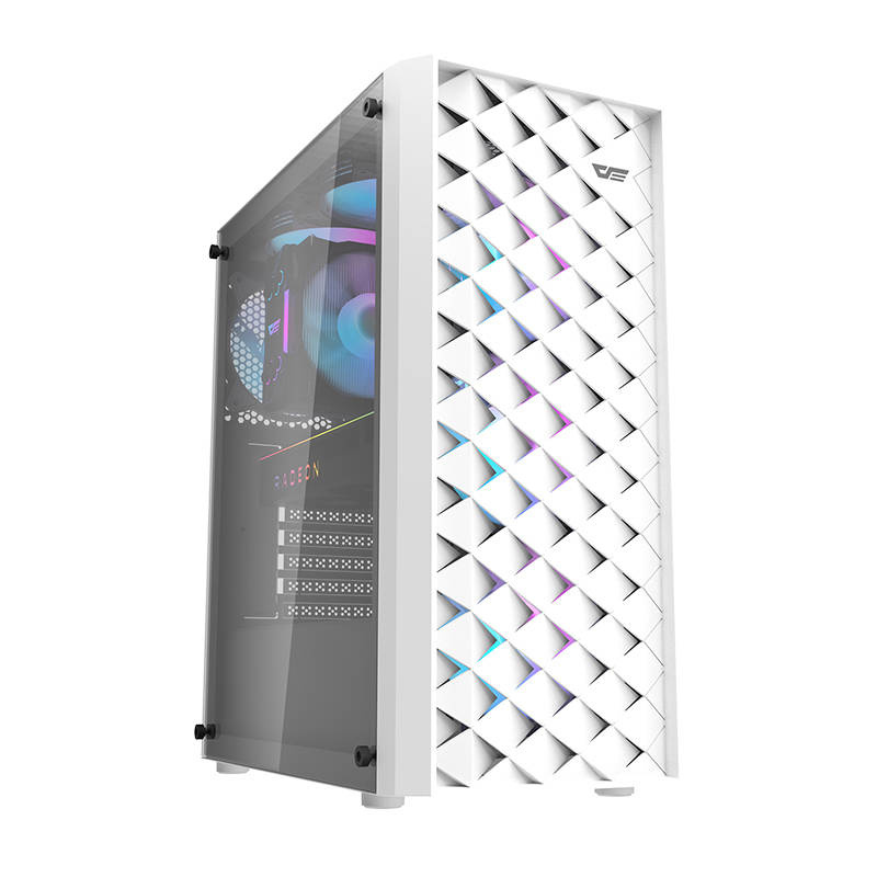Boîtier d'ordinateur Darkflash DK351 (blanc) + 4 ventilateurs RGB - Ypsilon Computers