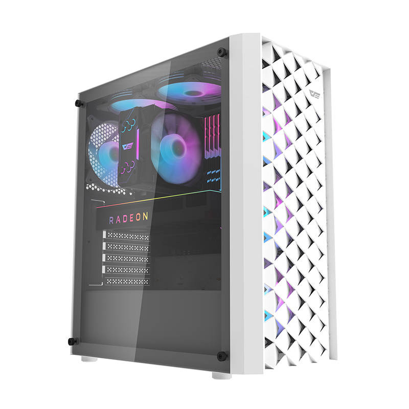 Boîtier d'ordinateur Darkflash DK351 (blanc) + 4 ventilateurs RGB - Ypsilon Computers