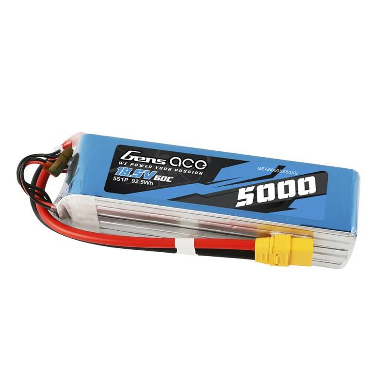 Accumulateur LiPo Gens Ace Bashing 5000mAh 18.5V 60C 5S1P - XT90 - Ypsilon Computers