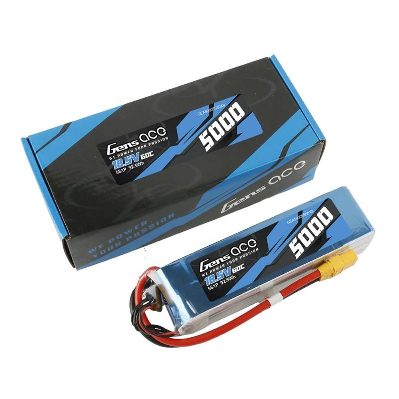 Accumulateur LiPo Gens Ace Bashing 5000mAh 18.5V 60C 5S1P - XT90 - Ypsilon Computers