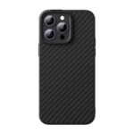 Coque Magnétique Baseus Série Fibre Synthétique pour iPhone 14 Pro (noir) + verre trempé + kit de nettoyage