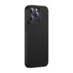 Coque Magnétique Baseus Série Fibre Synthétique pour iPhone 14 Pro (noir) + verre trempé + kit de nettoyage