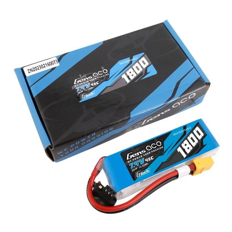 GensAce G-Tech LiPo 1800mAh 7.4V 45C 2S1P Batterie XT60 - Ypsilon Computers