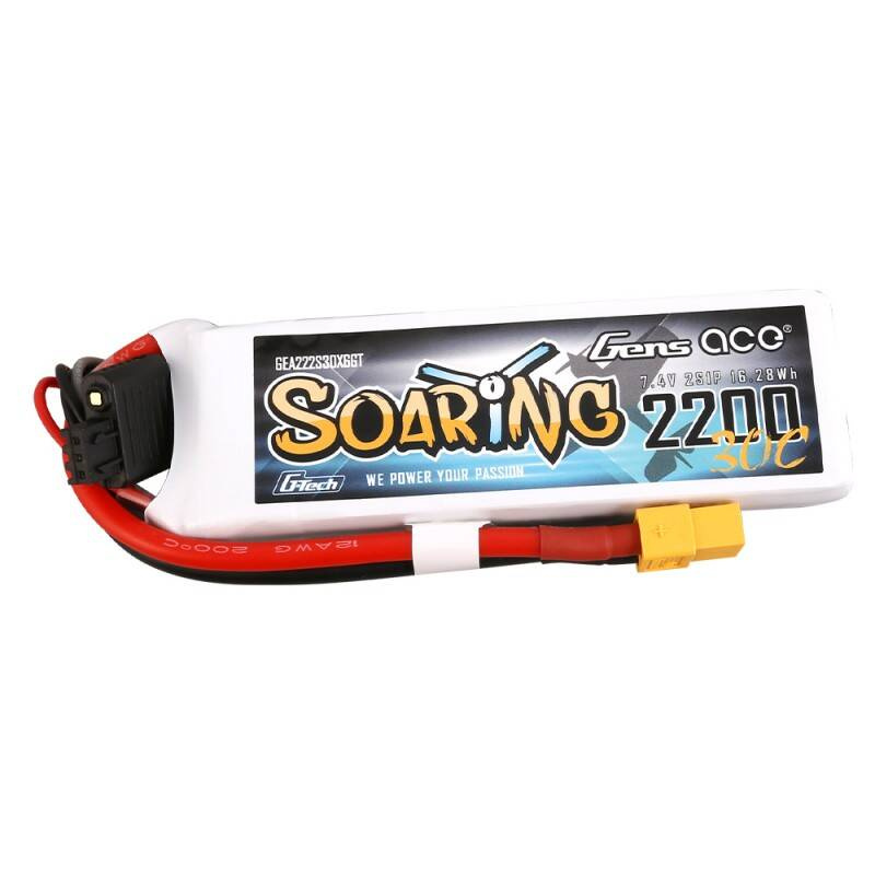 Batterie Gens Ace G-Tech Soaring 2200mAh 7.4V 30C 2S1P XT60 - Ypsilon Computers