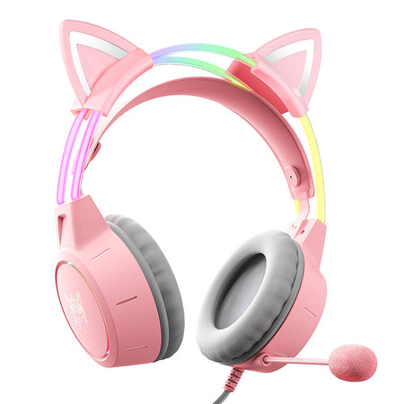 Casque de jeu ONIKUMA X15Pro Rose/oreilles de chat - Ypsilon Computers