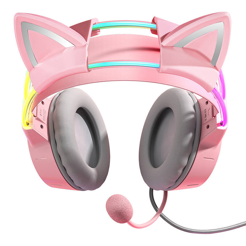 Casque de jeu ONIKUMA X15Pro Rose/oreilles de chat - Ypsilon Computers