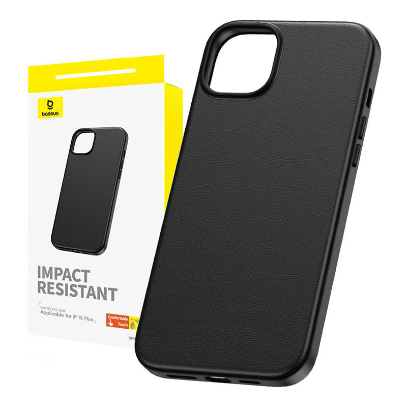 Coque de téléphone pour iPhone 15 Plus Baseus Fauxther Series (Noir) - Ypsilon Computers