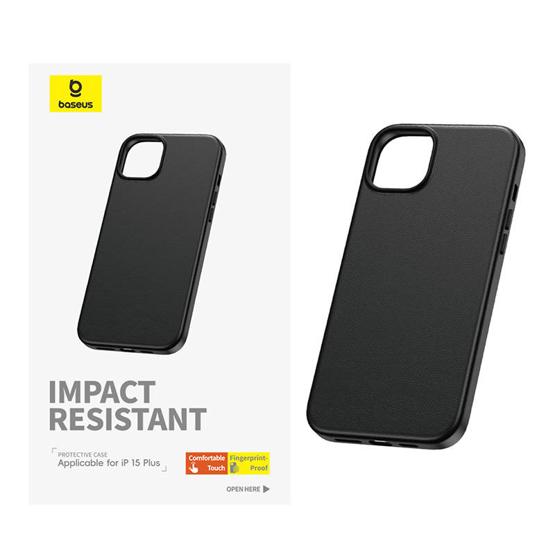 Coque de téléphone pour iPhone 15 Plus Baseus Fauxther Series (Noir) - Ypsilon Computers