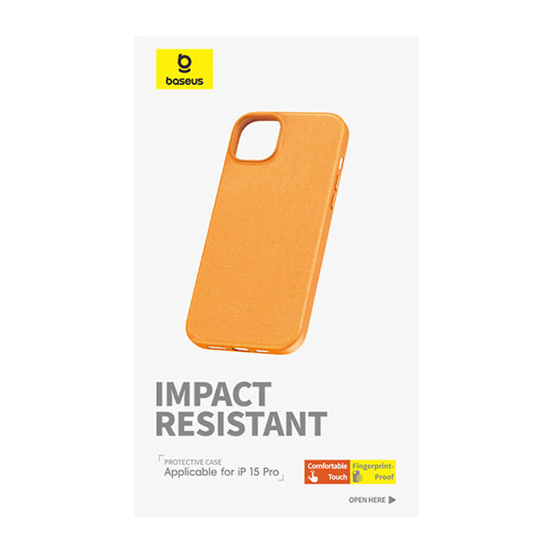 Coque de téléphone pour iPhone 15 ProMax Baseus Fauxther Series (Orange) - Ypsilon Computers