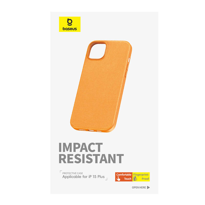 Coque de téléphone pour iPhone 15 Plus Baseus Fauxther Series (Orange) - Ypsilon Computers