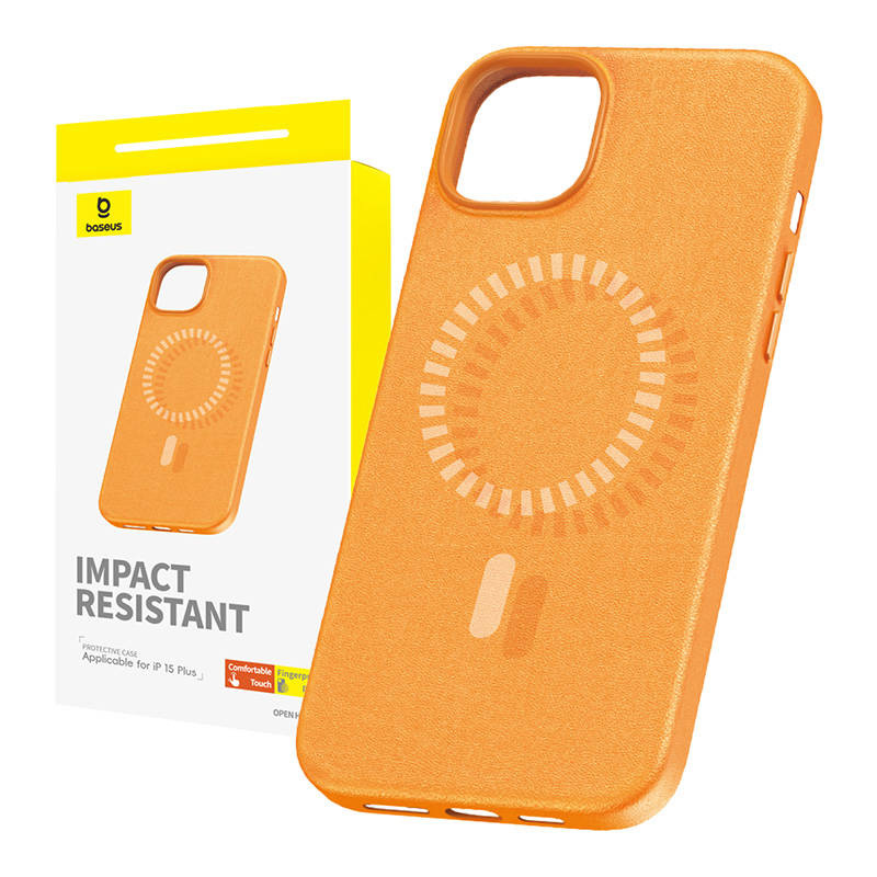 Coque Magnétique pour iPhone 15 Plus Baseus Fauxther Series (Orange) - Ypsilon Computers