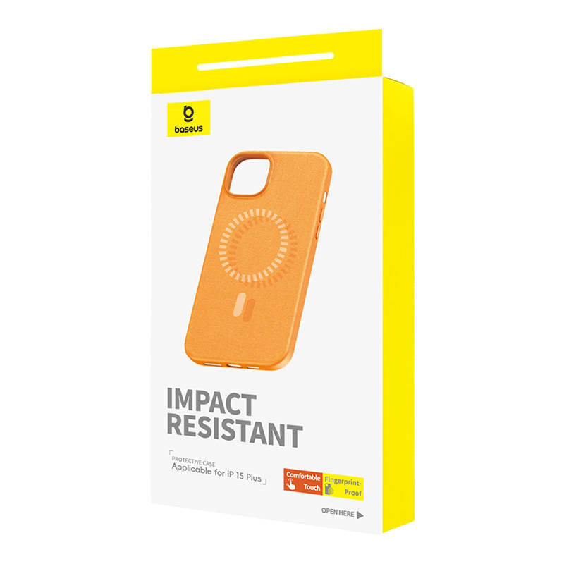Coque Magnétique pour iPhone 15 Plus Baseus Fauxther Series (Orange) - Ypsilon Computers