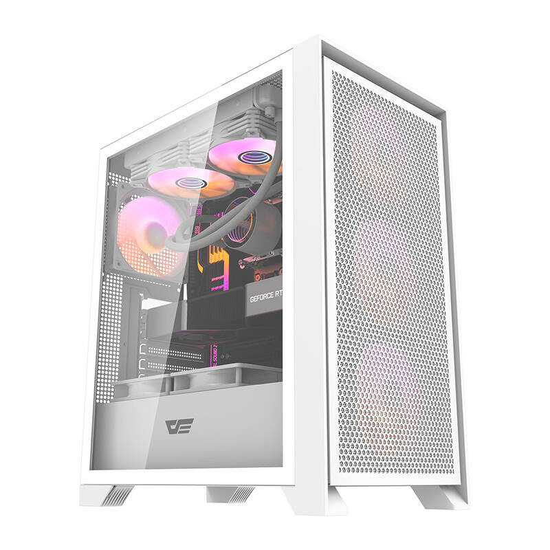 Boîtier d'ordinateur Darkflash DRX70 MESH (blanc) + 4 ventilateurs RGB - Ypsilon Computers