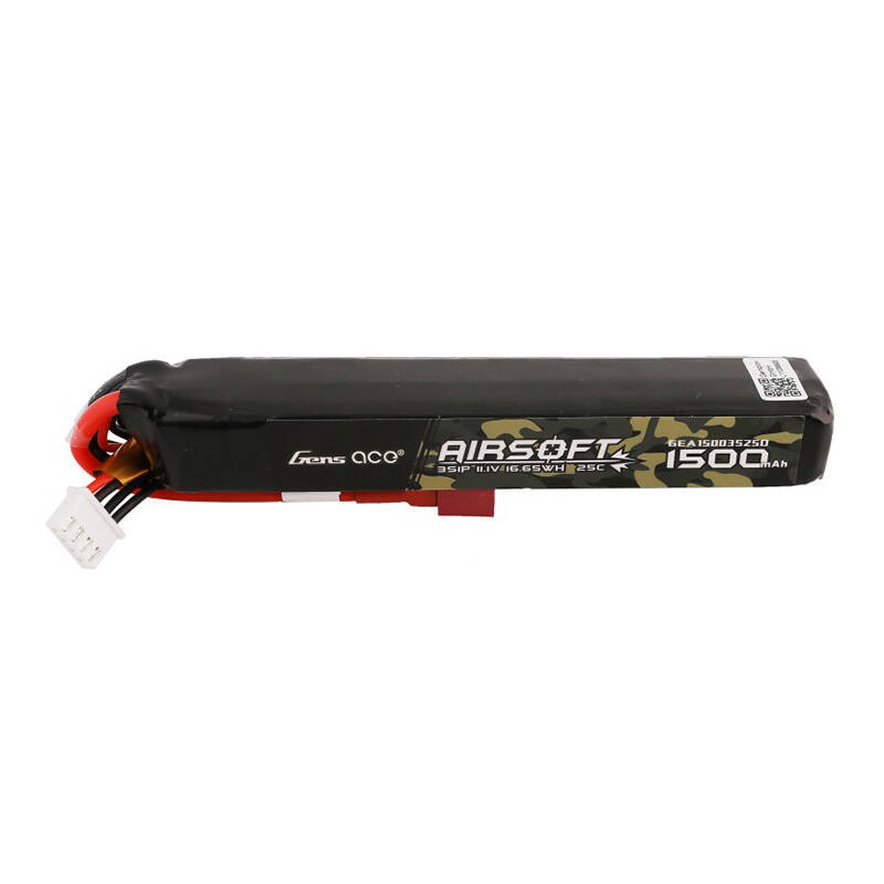 Gens ace 25C 1500mAh 3S1P 11.1V Batterie Lipo pour Pistolet Airsoft avec Connecteur T - Ypsilon Computers