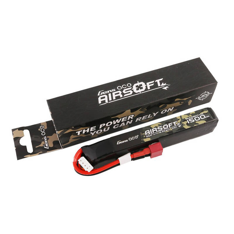 Gens ace 25C 1500mAh 3S1P 11.1V Batterie Lipo pour Pistolet Airsoft avec Connecteur T - Ypsilon Computers