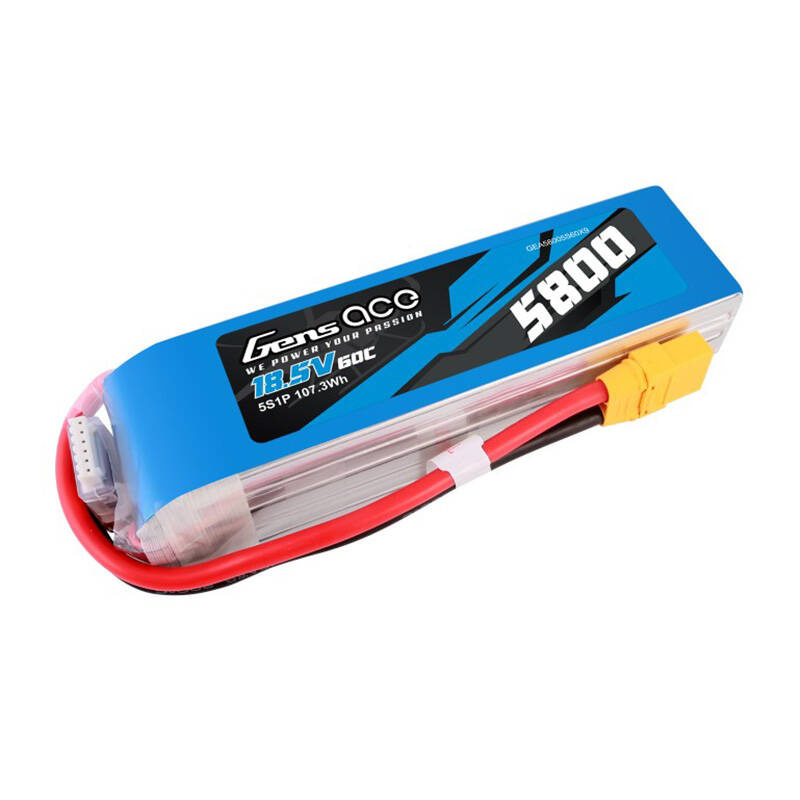 Gens ace 5800mAh 60C 18.5V 5S1P Pack de Batterie Lipo avec connecteur XT90 - Ypsilon Computers
