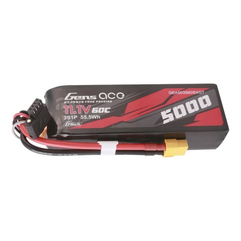 Gens ace G-Tech 5000mAh 11.1V 60C 3S1P Lipo avec connecteur XT60 - Ypsilon Computers