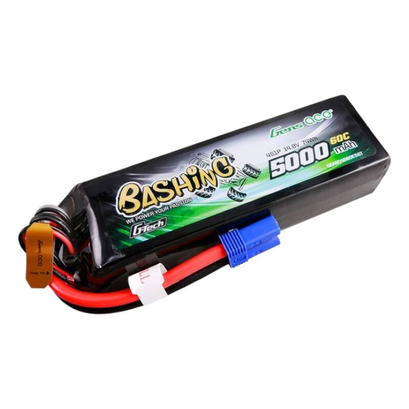 Gens ace G-Tech 5000mAh 14.8V 4S1P 60C Pack de Batterie Lipo avec Connecteur EC5 - Série Bashing - Ypsilon Computers