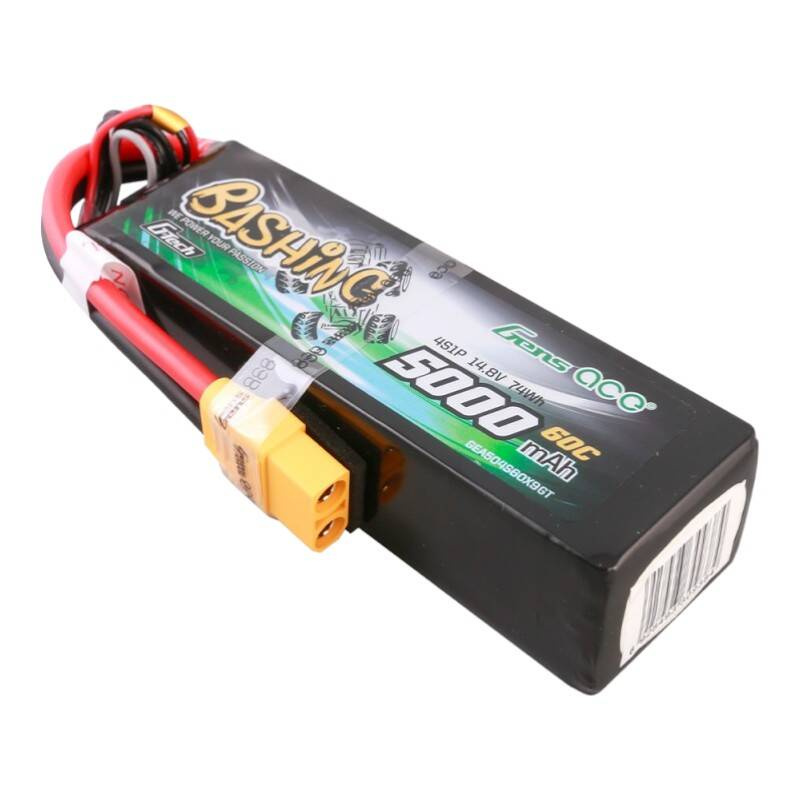 Gens ace Pack de Batterie Lipo 5000mAh 14.8V 4S1P 60C avec Connecteur XT90 - Série Bashing - Ypsilon Computers