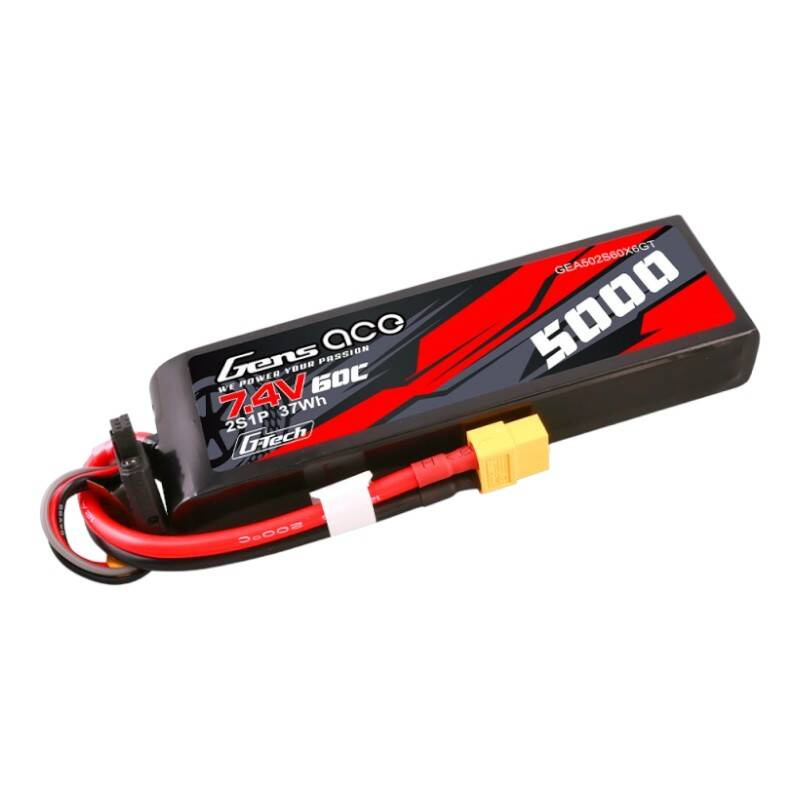 Gens ace G-Tech 5000mAh 7.4V 60C 2S1P Lipo boîtier en matériau PC avec prise XT60 - Ypsilon Computers