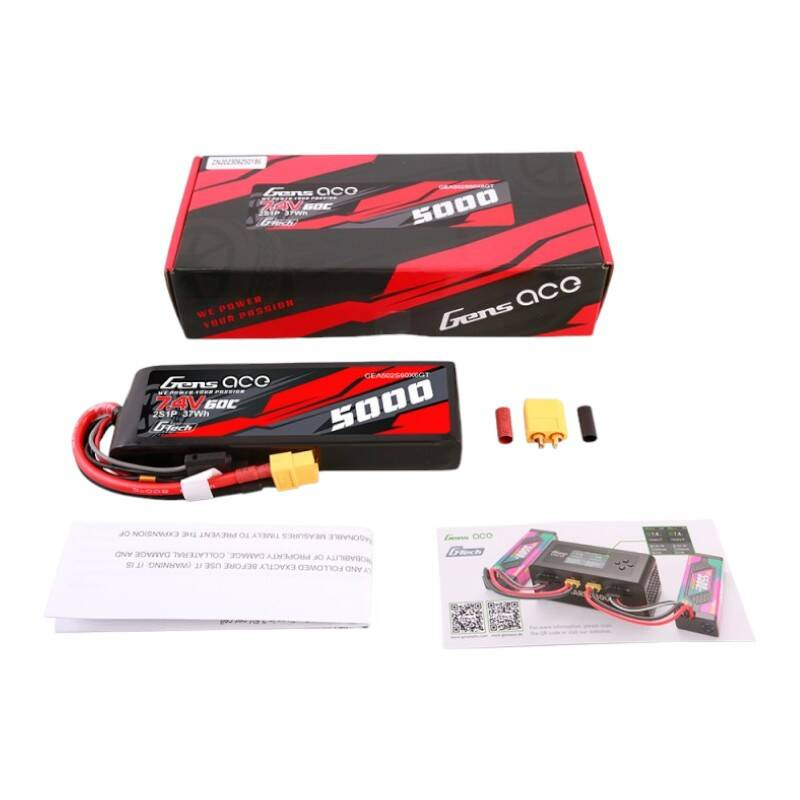 Gens ace G-Tech 5000mAh 7.4V 60C 2S1P Lipo boîtier en matériau PC avec prise XT60 - Ypsilon Computers