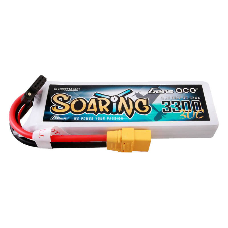 Gens ace G-Tech Soaring 3300mAh 11.1V 30C 3S1P Pack de Batterie Lipo avec connecteur XT90 - Ypsilon Computers