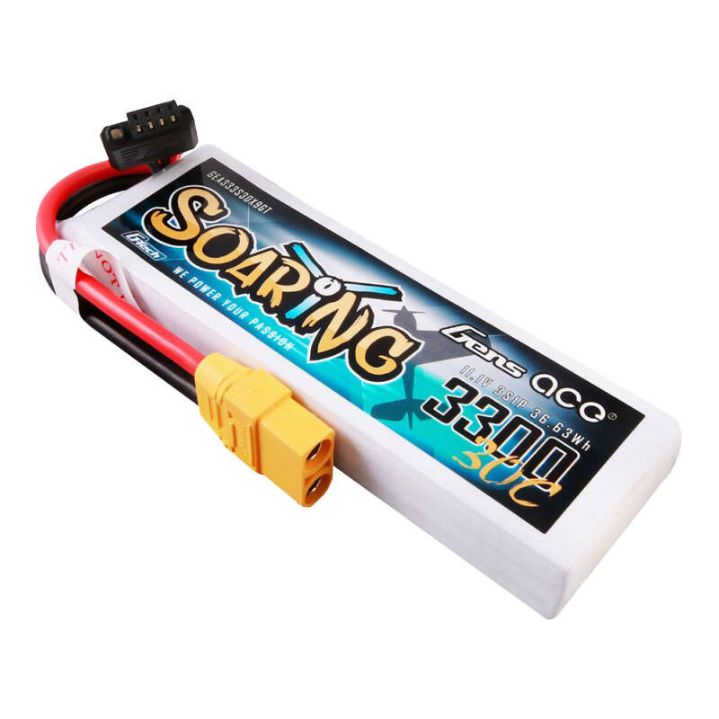 Gens ace G-Tech Soaring 3300mAh 11.1V 30C 3S1P Pack de Batterie Lipo avec connecteur XT90 - Ypsilon Computers