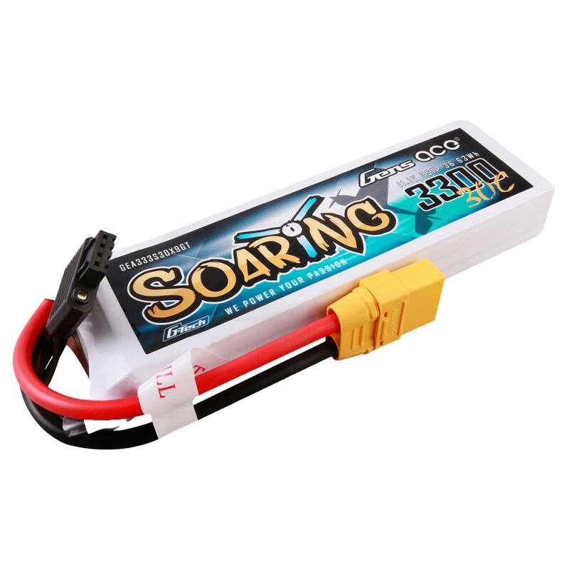 Gens ace G-Tech Soaring 3300mAh 11.1V 30C 3S1P Pack de Batterie Lipo avec connecteur XT90 - Ypsilon Computers