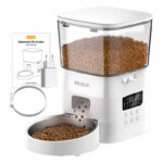 Rojeco Distributeur Automatique de Nourriture pour Animaux 2L Version Bouton (Blanc)