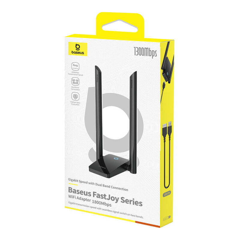 Adaptateur WiFi Baseus FastJoy 1800Mbps (noir) - Ypsilon Computers