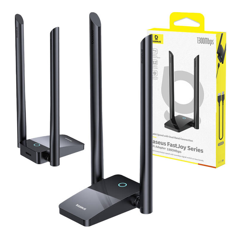 Adaptateur WiFi Baseus FastJoy 1800Mbps (noir) - Ypsilon Computers