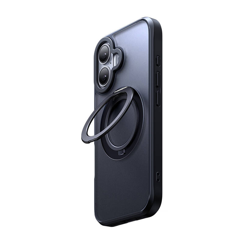 Coque McDodo PC-4931 MagSafe pour iPhone 16 Plus avec support (noir) - Ypsilon Computers