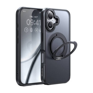 Coque McDodo PC-4930 MagSafe pour iPhone 16 avec support (noir)