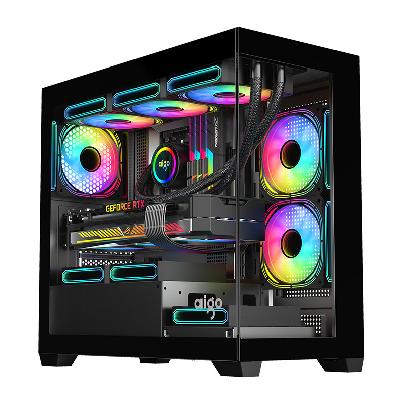 Boîtier d'ordinateur Darkflash C218M + 6 ventilateurs ARGB (noir) - Ypsilon Computers